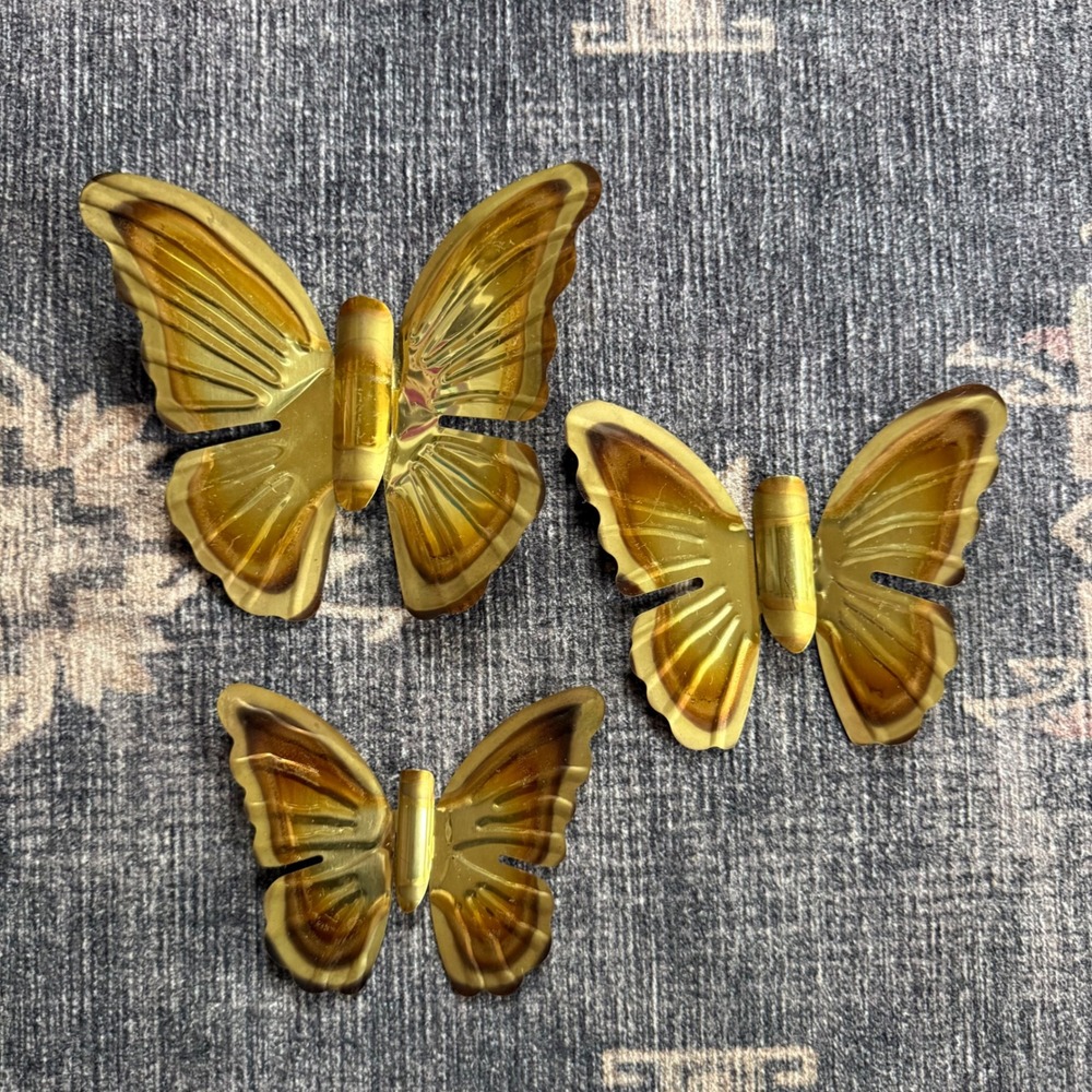 Vintage Brass Butterfly Wall Decor Art Set Metal Gold Mid Century Modern Boho